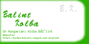 balint kolba business card